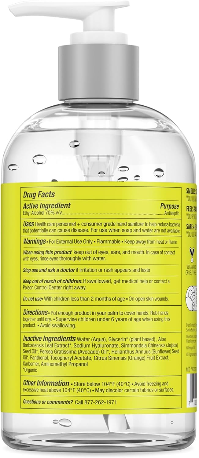 Lemyn Organics Hand Sanitizer | Green Certified &amp; Medical Grade | 355ml - 12 Fl Oz with Pump